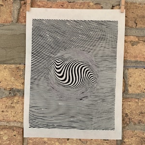 Sphere / Moiré Test 11 | Linocut Print | hnPrints | Optical Illusion | Abstract | Geometric | Minimal | Op Art