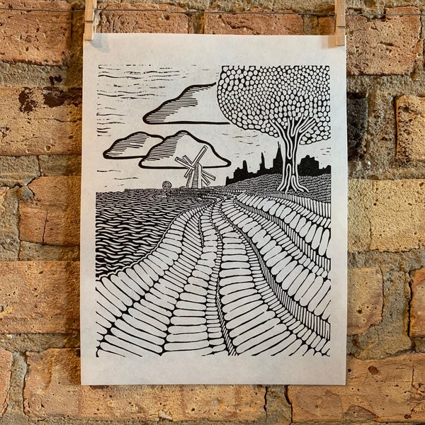 Lake Shore Drive 08 | Chicago Skyline | Linocut Print | hnPrints