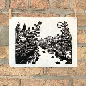 Rio Grande | Rocky Mountains | Creede, Colorado 01 | Linocut Print | hnPrints