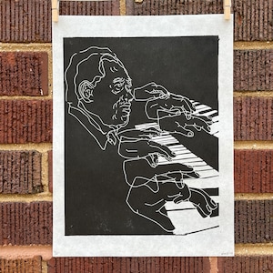 Duke Ellington | Jazz Pianist | Linocut Print | hnPrints