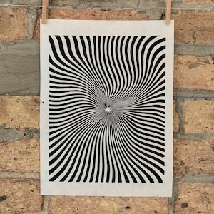 Vanishing Point Butterfly / Moiré Test 24 | Linocut Print | hnPrints | Optical Illusion | Op Art | Abstract | Geometric | Minimal