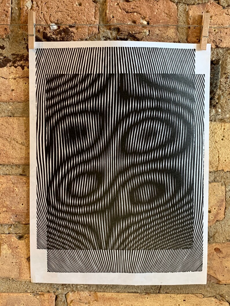 Curved Surface / Moiré Test 11 V3 Linocut Print Hnprints - Etsy