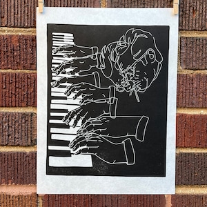 Bill Evans | Jazz Pianist | Linocut Print | hnPrints
