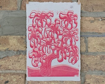 Spring Bloom (One Off) | City Scenes | Landscape, Spring Tree, Chicago | Linocut Print | hnPrints