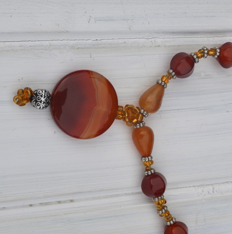 Dainty carnelian necklace with large pendant Adjustable love necklace Cute orange necklace Gemstone energy necklace