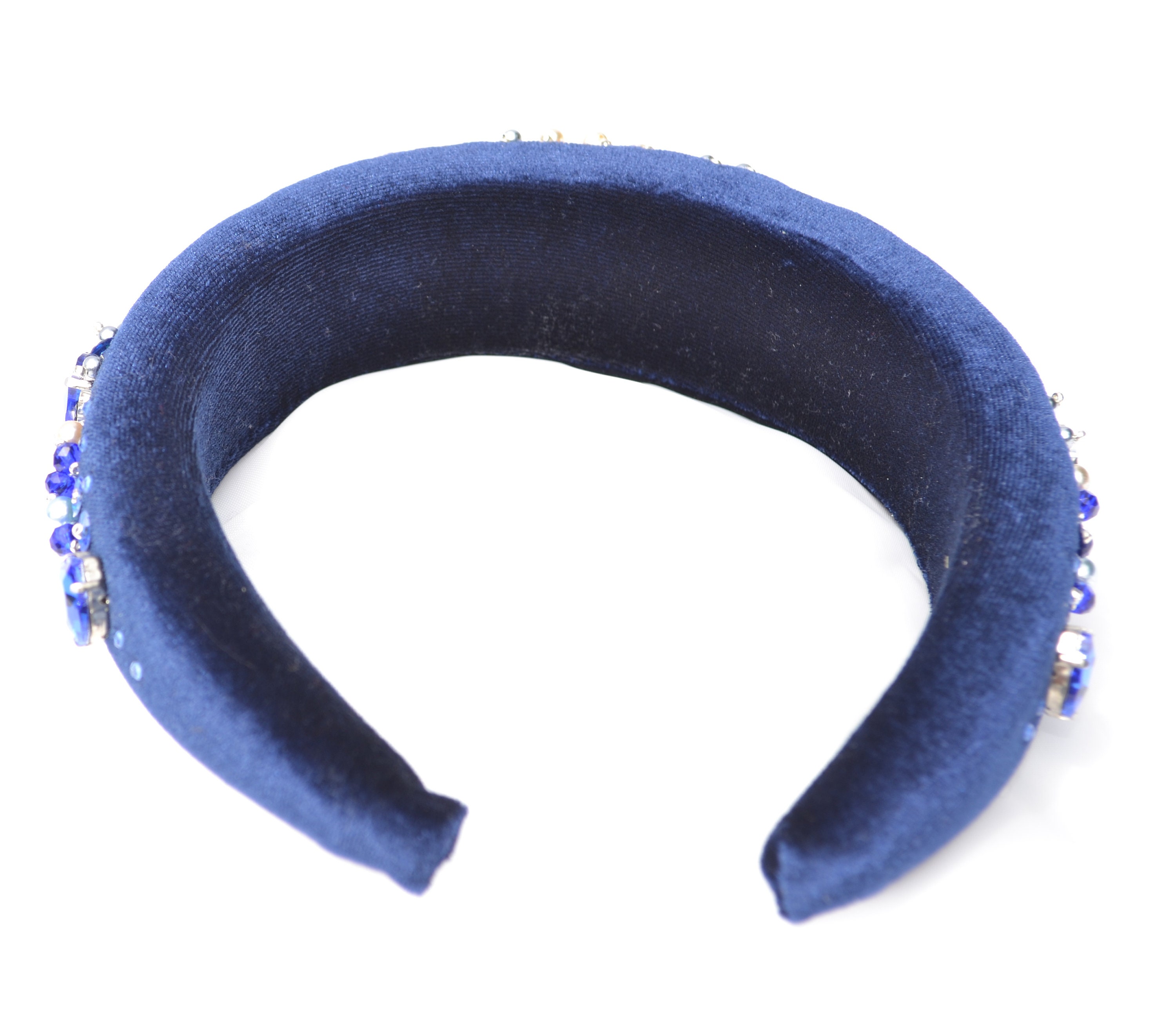 Pearl headband Blue Pearl Polished Shiny Round Bead 1.5\