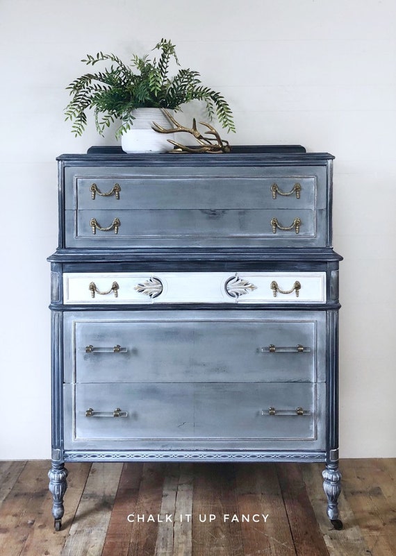 Vintage Dresser 5 Drawer Dresser Bedroom Storage Glass Etsy