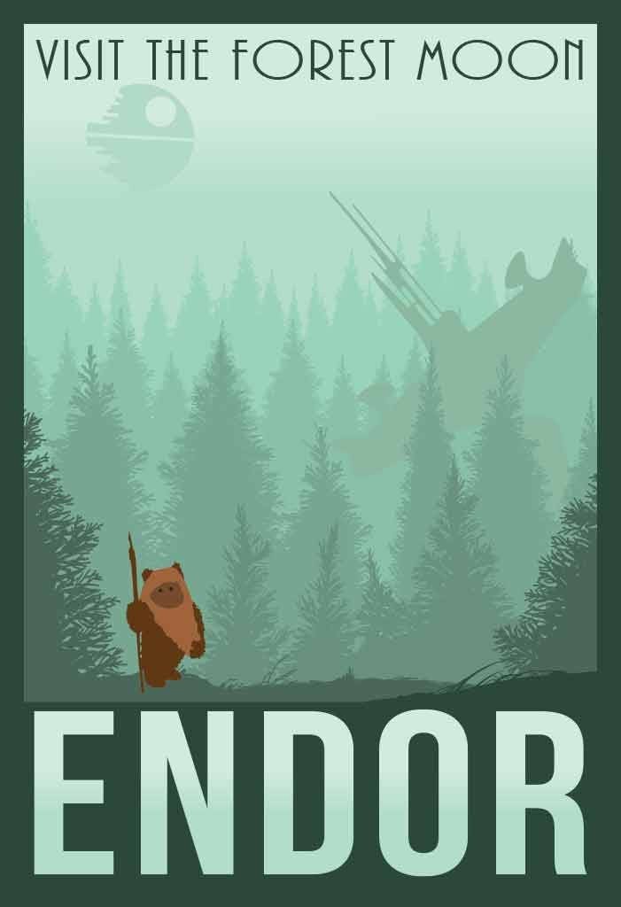 Star Wars Forest Moon of Endor Retro Travel Poster - Etsy