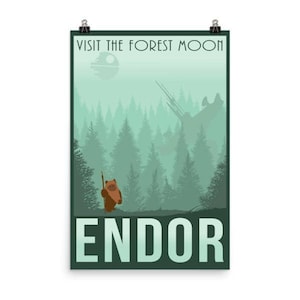 Star Wars Forest Moon of Endor Retro Travel Poster