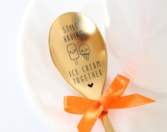 Cuchara de helado grabada: Cubiertos de acero inoxidable personalizados para regalar