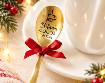 Personalized Hot Chocolate Spoon Christmas Gift Custom Engraved Cocoa Spoon Secret Santa Stocking Stuffer