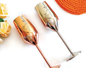 Copas de champán para boda, grabadas para Sr. y Sra., regalo de boda personalizado, recuerdos de boda, regalo para parejas