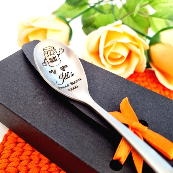 Peanut butter spoon custom name Personalized for kids child dad brother sister Engraved peanut butter spoon Customized gift cutlery