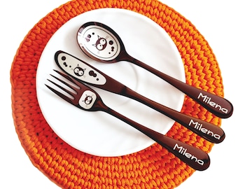 Personalized Children's Cutlery Set: Engraved Stainless Steel, Kids Gift