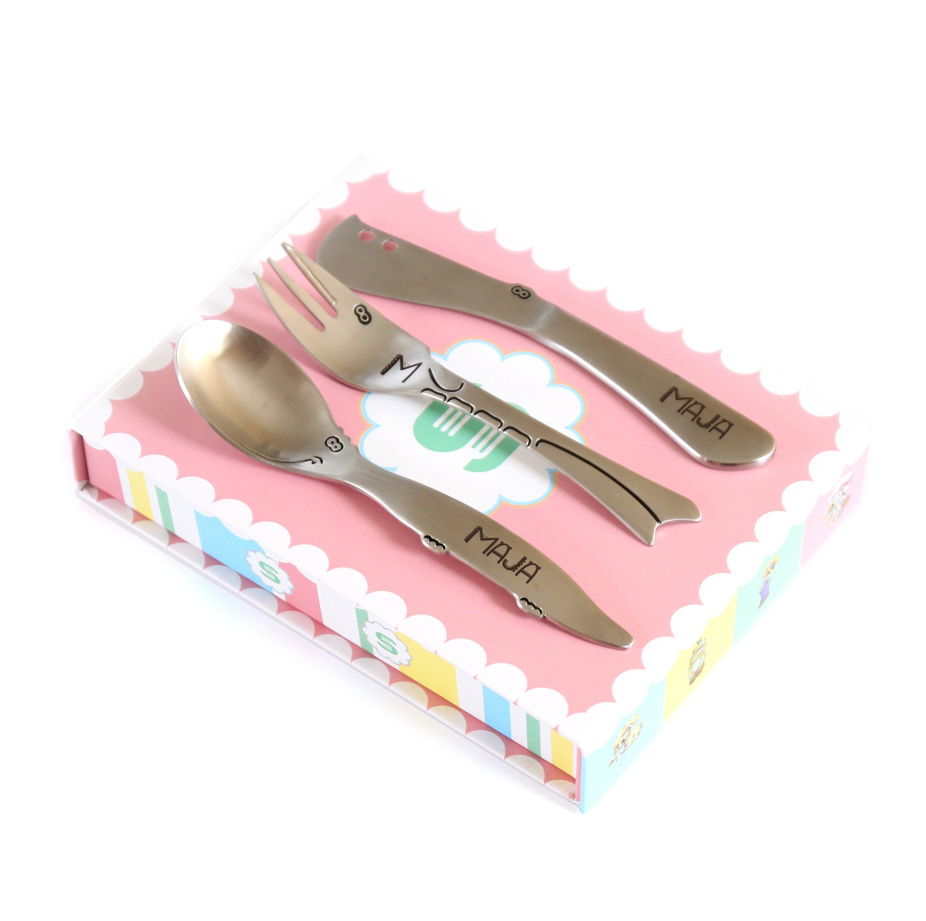 Minifolk Baby Weaning Cutlery Set Baby Training Cutlery Set Spoon / Fork  Baby Feeding Toddler Cutlery Set Easy Hold Chunky Cutlery 