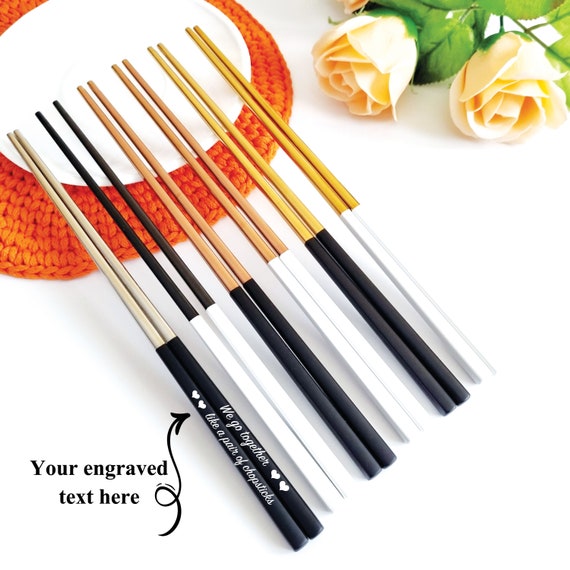 Personalized Engraved Chopsticks Set with Custom Names Ideal Gift for Sushi Lovers, Weddings, Birthdays and Party Favors