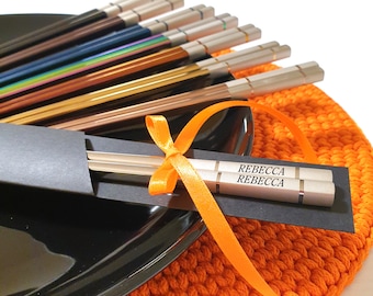 Engraved Chopsticks Set: Stainless Steel, Perfect Personalized Christmas Gift for Sushi Lovers, Colorful Chopstick for Every Occasion