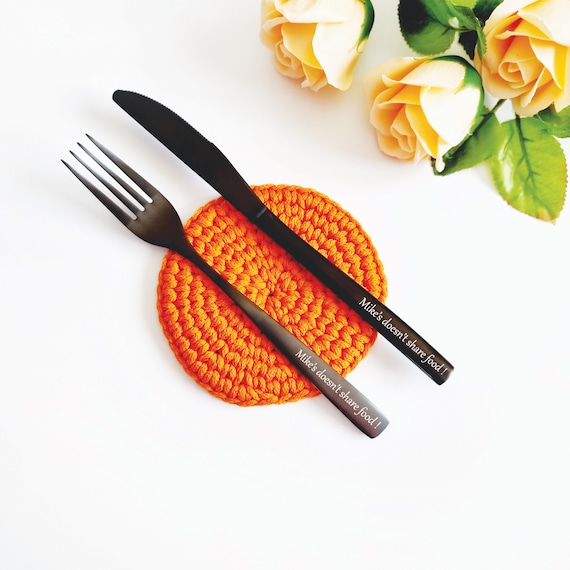 Custom Engrave Color Fork and Knife Set Personalized Table - Etsy