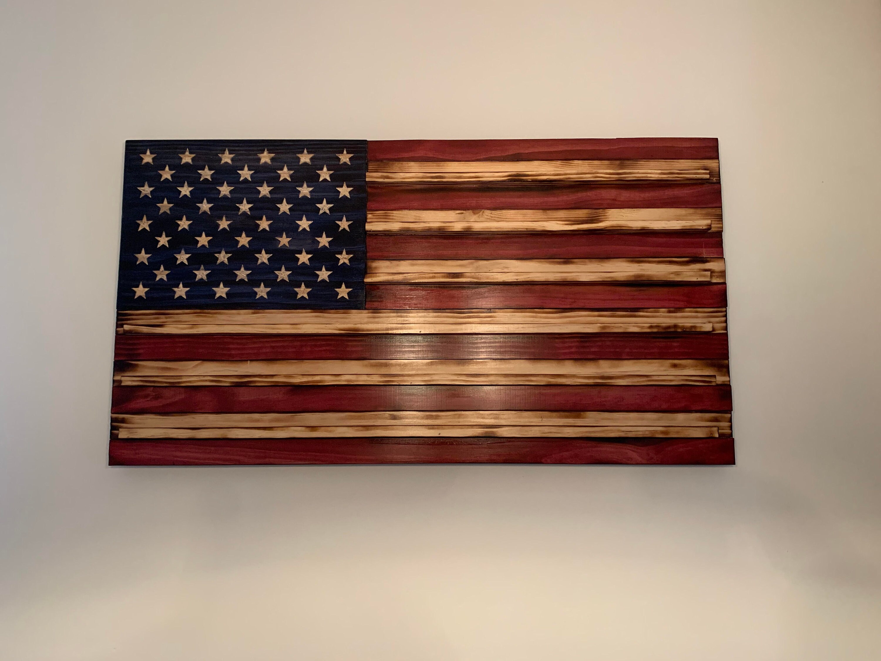 Rustic custom Wooden American flags Etsy