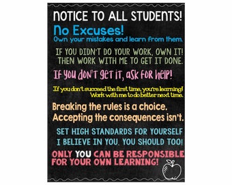 Classroom Rules Poster: Notice to all Students! [PHYSICAL PRODUCT]