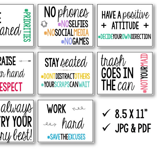 Hashtag Signs/Posters for Bulletin Boards or Classroom: Printable!