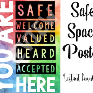 Póster de Safe Space: ¡Eres seguro, bienvenido, valorado, escuchado y aceptado aquí!