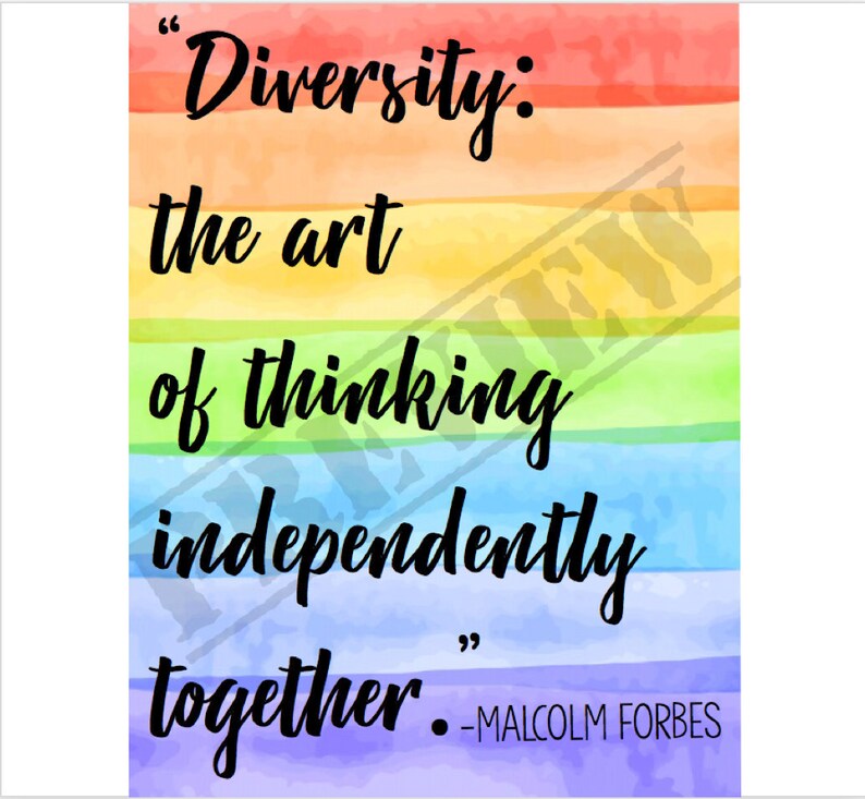 diversity poster motivational quote on rainbow watercolor