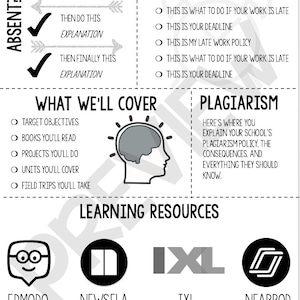 Editable Class Syllabus Template: Back to School Night, Class Information, etc. image 3