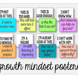 Growth Mindset Poster Set for Bulletin Board or Classroom