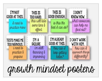 Growth Mindset Poster Set for Bulletin Board or Classroom