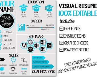 Editable Visual Infographic Resume Template [PowerPoint File]