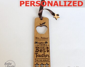Personalized Teacher Gift - Laser Cut Alder Wood Bookmark