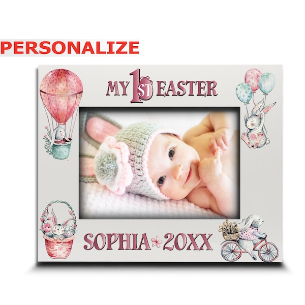 PERSONALIZE-My First Easter Picture Frame-Happy Easter gift-Baby Girl I Boy 1st Easter -baby 1st Easter- UV Print  Picture Frame