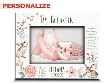 PERSONALIZE-My First Easter Picture Frame-Happy Easter gift-Baby Girl I Boy 1st Easter -baby 1st Easter- UV Print  Picture Frame