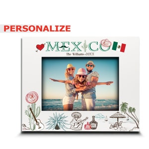 PERSONALIZE-Mexico City Picture frame-Wedding, Honeymoon, Vacation in Mexico- UV Print Mexico symbols Design set-Custom City Gifts