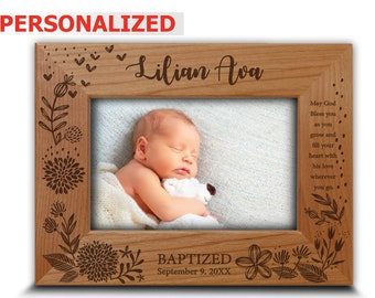 PERSONALIZE-Baptism Gift-Baby Blessings Baptism Gift-Christening Gift, Baby Girl/Boy Baptism Gift-Presents from Godparents-Engraved Frame