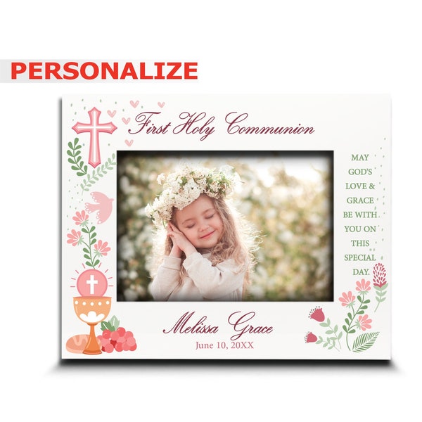 PERSONALIZE-First Holy Communion Picture Frame- Christian Religious Gift for Boy, Girl or  Grandkid- UV Print Picture Frame