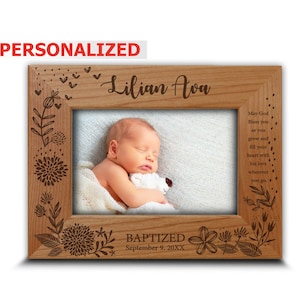 PERSONALIZE-Baptism Gift-Baby Blessings Baptism Gift-Christening Gift, Baby Girl/Boy Baptism Gift-Presents from Godparents-Engraved Frame