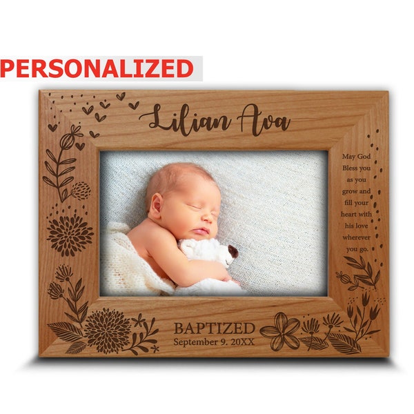 PERSONALIZE-Baptism Gift-Baby Blessings Baptism Gift-Christening Gift, Baby Girl/Boy Baptism Gift-Presents from Godparents-Engraved Frame