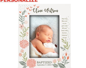 PERSONALIZE-Blessings Baptism Gift-Customizable Christening, Religious Baby Girl/Boy Picture Frame -Presents from Godparents
