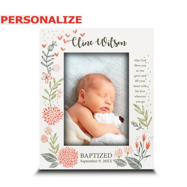 PERSONALIZE-Blessings Baptism Gift-Customizable Christening, Religious Baby Girl/Boy Picture Frame -Presents from Godparents