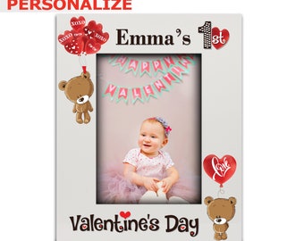 Baby/'s Picture Frame Baby/'s Holiday Picture Frame My 1st Valentine/'s Day Personalized Photo Frame Boy/'s Valentine Picture Frame