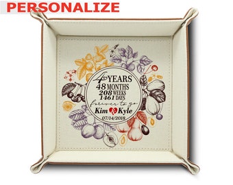 PERSONALIZE-4 Years Anniversary -Traditional Fruit Gift for Fourth Anniversary-UV Print Fruit Design Cotton Tray