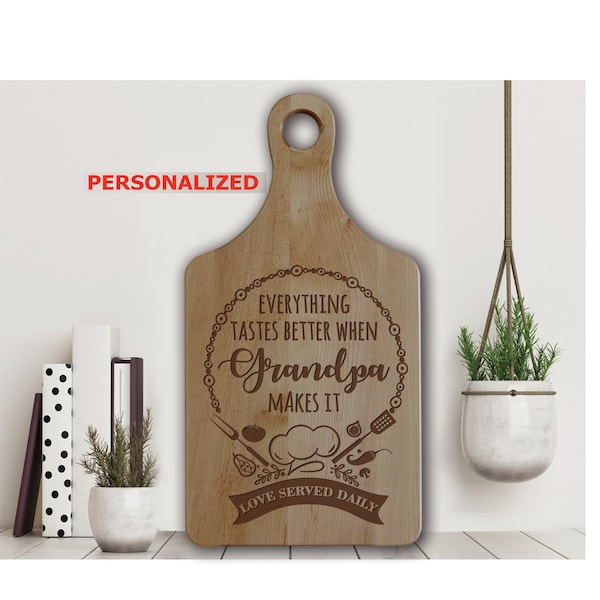 PERSONALIZE-Grandpa Gift-Father's Day, Home Gift, Christmas gift for Grandfather- Wood Board-Engraved Cheese Board-Cutting Board