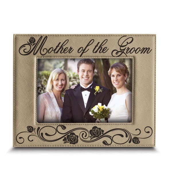 Mother of the Groom Picture Frame - Mom Picture Frame- Wedding Gift Picture Frame- Engraved Leather Wood Picture Frame