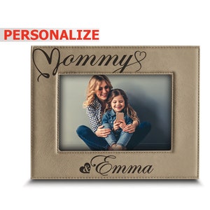 PERSONALIZE_Mommy and Me- Mother's Day gift-Mom and Kids picture frame-Mom gifts- Mom picture frame-Engraved Leather Picture Frame