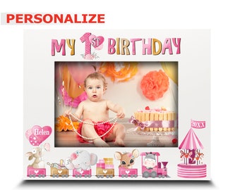 PERSONALIZE-My 1st Birthday-2nd Birthday-3rd Birthday -Baby Boy, Baby Girl Birthday-UV Print Finish Wood  MDF Gloss White Picture Frame
