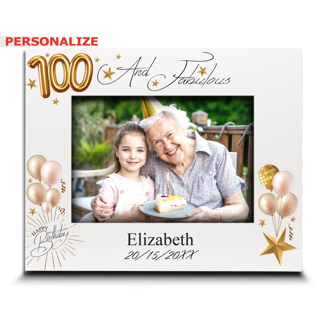 Personalized 100th Birthday Picture Frame: UV Print Gift - Etsy