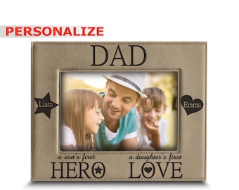 Personalized Engraved Leatherette Dad Frame, Father's Day Gift