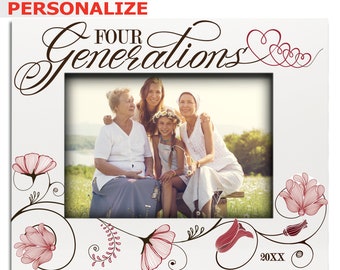 Personalize-Four Generations-Family Keepsake-Mother's Day, Father's day,Christmas Gifts-Timeless and Meaningful Display Family Picture Frame